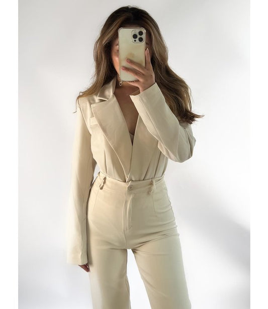 Meave blazer bodysuit - Crème